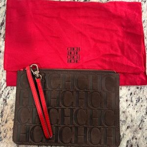 Authentic Brown In Color Logo Carolina Herrera Pouch/Wristlet